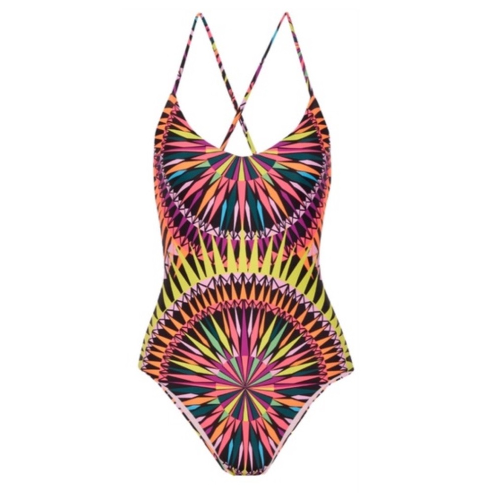 MARA HOFFMAN Supernova One Piece Size XS Pink Black Psy Celestial Fairy